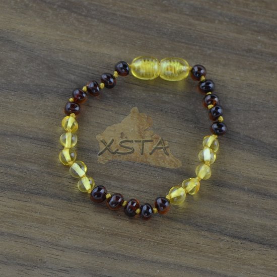 Amber teething bracelet cherry yellow beads